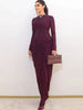 Wrapped Sexy Dress Women Mesh Patchwork Split Ruched Elegant Full Sleeve Birthday Banquet Party Maxi Bodycon