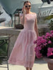 Minimalist White Boat Neck Midi Dress Women Elegant Cap Sleeve A-line Flare Eyelet Embroidery Vestido Wedding Formal Party Gown