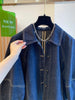 Women Denim Jackets Korean Style Dark Blue Long Sleeve Single Breasted Coats Spring Autumn Vintage Loose Jacket Tops
