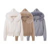 Slim Knit Cardigan Hoodies Women Autumn Solid Long Sleeve Sweater Coats Winter Street Vintage Basic Hoodie