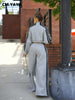 Active Women's Set Long Sleeve Striped Sweatshirt+Straight Pants Fall Street Two 2 Piece Sets Outfits Sportwear