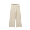 Women Solid Lace Up Side Zipper Straight Pants Vintage High Elastic Waist Female Chic Lady Trousers