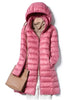 Outerwear Winter Women Korean Slim Remove Hooded Parka Down Jackets Long Light Thin Coat Puffer Jacket
