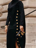 Women Autumn Shawl Collar Evening Maxi Dresses Buttoned Split-Side Long Sleeves Elegant Office Dress