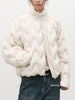 Autumn Winter Lightweight Wave Quilted Puffer Jacket Women Loose Round Neck Short White Duck Down Coat Outwear