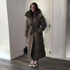 Warm Women's Puffy Quilted Hooded Long Cotton Coat Loose Solid Stand Collar Lace Up Zipper Overcoats Winter Lady Outwear