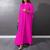 Autumn and Winter Women's Loose Round Neck Single Breasted Pleated Temperament Obese Women's Long Sleeved Dress