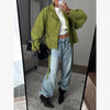 Green Oversized Belt Overcoat Women Elegant Long Sleeve Pleated Lapel Lace Up Windbreaker Autumn Lady Daily Street Outerwears