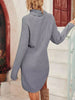 Women's Ribbed Knit Long Sleeve Dresses Autumn And Winter Texture Loose Sweater Dress Temperament Women's Vestidos
