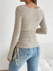 Maternity Clothes Pleated Slim-fit Pregnant Women's Knitted Sweater Clothing Dress Pregnancy Round-neck Long-sleeved T-shirt