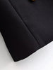 Women Vintage Napoleon Jacket Stand Collar Double Breasted Slim Black Cropped Outerwear Autumn Formal Commuting Office Wear