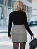 Plus Size Long Sleeve V-Neck Dress for Women Elegant Houndstooth Pattern Stylish and Comfortable for Office or Evening W