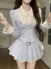 Autumn Preppy Style Sweet Elegant Women Dresses Striped Polka Dot Polo Collar Party Dress Y2k Korean Clothes