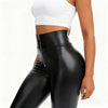 Women High Waist Tummy Control Butt Lift PU Leather Leggings Outwear Skinny Pants Casual Trousers Streetwear