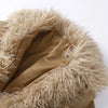 Elegant Solid Faux Fur Spliced Coat Women Lapel Long Sleeve Tassel Plush Outerwear Fall Winter Warm Streetwear