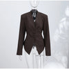 Elegant Lace Up Blazer Jacket Waist Cinching Irregular Hem V Neck Single Breasted Women's Suit Lady Commute Clothing