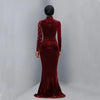Spring Autumn Women Long Sleeve Velvet Solid Color Diamond Party Evening Long Maxi Dress Dashiki Africa Clothing