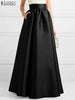Women Autumn Satin Skirt A-line Floor Length Solid Color High Waist Dress Elegant Vintage Casual Oversized Long Robe