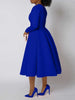 A Line High Waisted Dress Zipper in Back Women Long Sleeve Autumn Casual Dress Elegant Office Work Lady Dress Solid Color