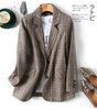 Spring Autumn Plaid Suit Jacket Women Casual Blazers Small Coat Lady Outerwear Loose Tops Female Lattice Blazers
