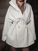 Stand Collar Drawstring Waist Trench Jacket Female Commute Long Sleeves Casual Women's Mid-Length Trench Coat