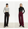 Minimalism Casual Pants for Women Autumn Wide Leg Loose Vertical Elastic Waist Drawstring Sporty Trousers 12343338