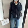 Double Zipper Turn-Down Collar Knitted Cardigan coat for women chic Thickened Loose lapel sweater jackets 26D5571