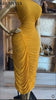 Women's Bowknot Drop Shoulder Ruched Stacked Bodycon Midi Maxi Formal Dress Education Party Cocktail Night Dresses