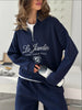 Casual Letter Embroidered Sweatshirt Sports Pants Suit Spring and Autumn Women Half Zipper Jacket Wide Leg Pants 2Pcs