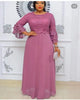 L-3XL African Dresses for Women Spring Autumn African Women Three Quarter Sleeve Polyester Solid Color Long Dress Maxi Dress