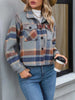 European and American Winter Product Lapel Flap Pocket Pants Casual Short Women's Plaid Jacket