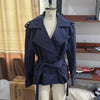 Solid Laepl Lace Up Trench Coat Women Full Sleeve Waist Cinching Short Windbreak Autumn Office Commute Outwear