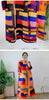 Contrast Color Printing Pleated Dress Women Round Neck Long Sleeves Dresses Party Spring 2AA1751