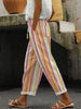 Women's Trousers Vertical Striped Drawstring Elastic Waist Pocket Street Versatile Casual Pants