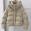 Casual Women's Glossy Hooded Cotton Coats Puffy Stand Collar Zipper Long Sleeve Warm Jackets Winter Lady Down Jacket
