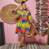 Women Sexy Printed Shirt Dresses Chic V Neck Loose Long Sleeve Dress Causal Vacation Female Mini Vestidos Robe Clothing