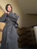 Women's Elegant Long Woolen Coat Chic Casual Stand Collar Lace-up Overcoat Winter Daily Commuting Outerwear