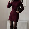 Autumn Knitting Dress Women's Spring Knitted Dress Long Sleeve Semi-High Neck A Line Skirt For An Elegant And Playful Look