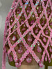 Women Sparkly Diamonds Pink Mesh Transparent Top Dress Two Piece Set Sexy Evening Party Celebrate Birthday PhotoShoot Stage Wear
