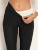 Women Velvet Leggings with Pockets Autumn Winter Warm Fleece Tights Velvet Solid Color Prevent Cold Leggings Stretch Leggings
