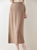 100% Merino Wool Skirt Women's Elastic Waist Cashmere Striped Skirts Office Lady Knitted Simple Dress Thickening Autumn Winter