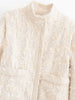 Women Tweed Jacket Stand Collar Fringe Tassel Textured Fabric Zip‑up Long Sleeve Pockets Cropped Coat Elegant Lady Outerwear