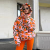 Women's Winter Jackets Printed Hooded Padded Jacket Street Female Stand Collar Long Sleeve Zipper Loose Coats Lady Outerwear
