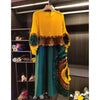 Pleated Tie Flower Long Sleeve Women's Dress Chic Loose Colorblock Patchwork Design Beading Famale Clothing 2DB6651