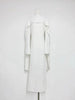 High Neck Cape Sleeve Slim-Fit Maxi Dress Pearl Trim Solid Color Floor Length Modest Abaya Style Formal Occasion Women