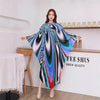 Pleated Printting Batwing Sleeve Dress For Women Spring Autumn Chic V-Neck Loose Famale Clothing 2DB4541