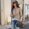 Elegant V-Neck Suit Jacket Chic Lace Patchwork Single Breasted Long Sleeve Daily Blazer Lady Autumn Office Streetwear