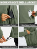 Womens Fleece Lined Softshell Jacket Waterproof Hiking Coat with Hood Thumbholes Lightweight Windproof Full Zip Jacket