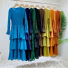 Spring Ruffled Lantern Sleeve Pleated Dress Atmospheric Design Sense Pleated Long Dresses Women's Clothing