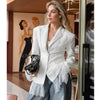 Elegant Lace Blazer Coat Women Office Lady Full Sleeve Single Breasted Jackets Autumn Black Casual Slim Coats